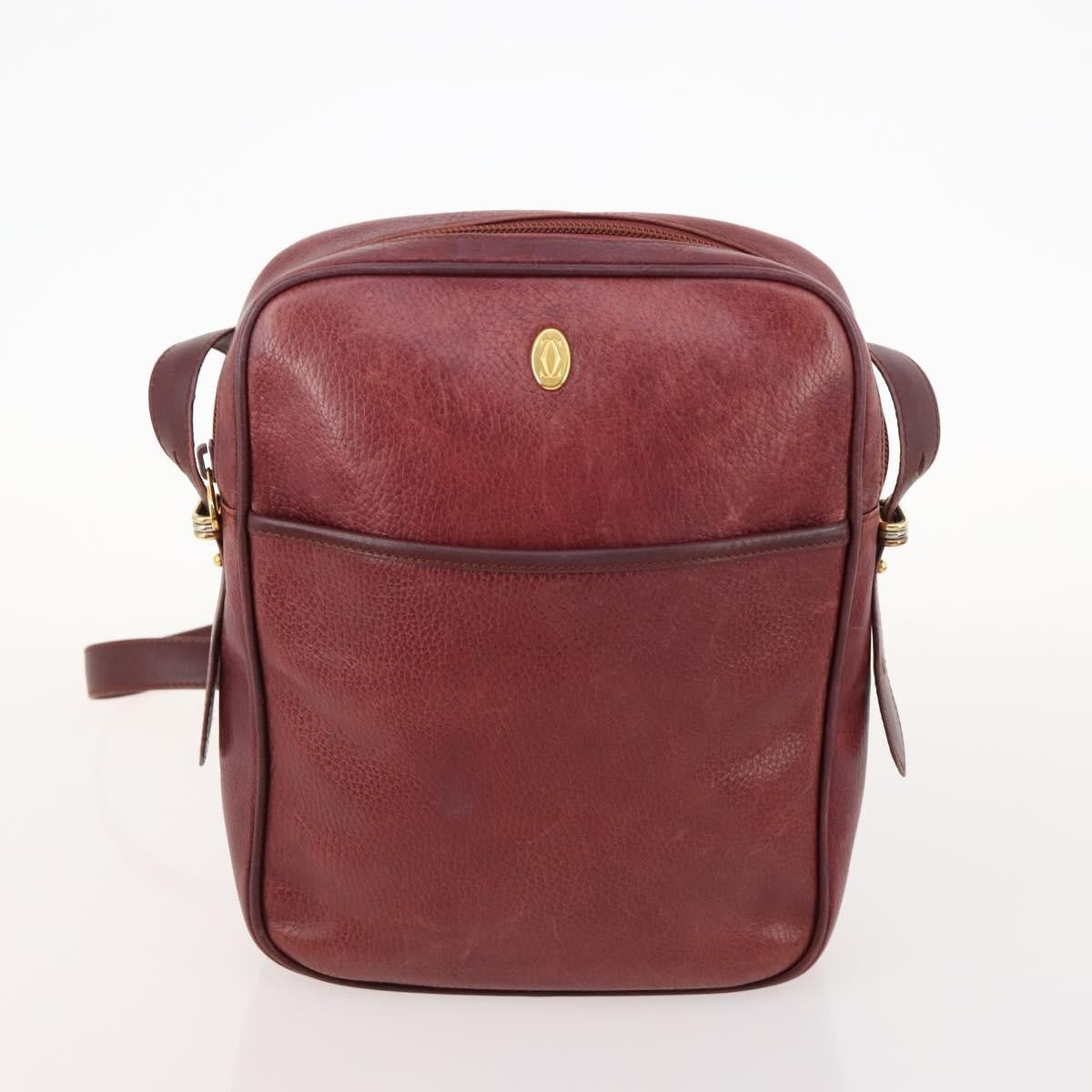 Cartier CARTIER Shoulder Bag Leather 5 Set Bordeaux Gold Authentic mr2108