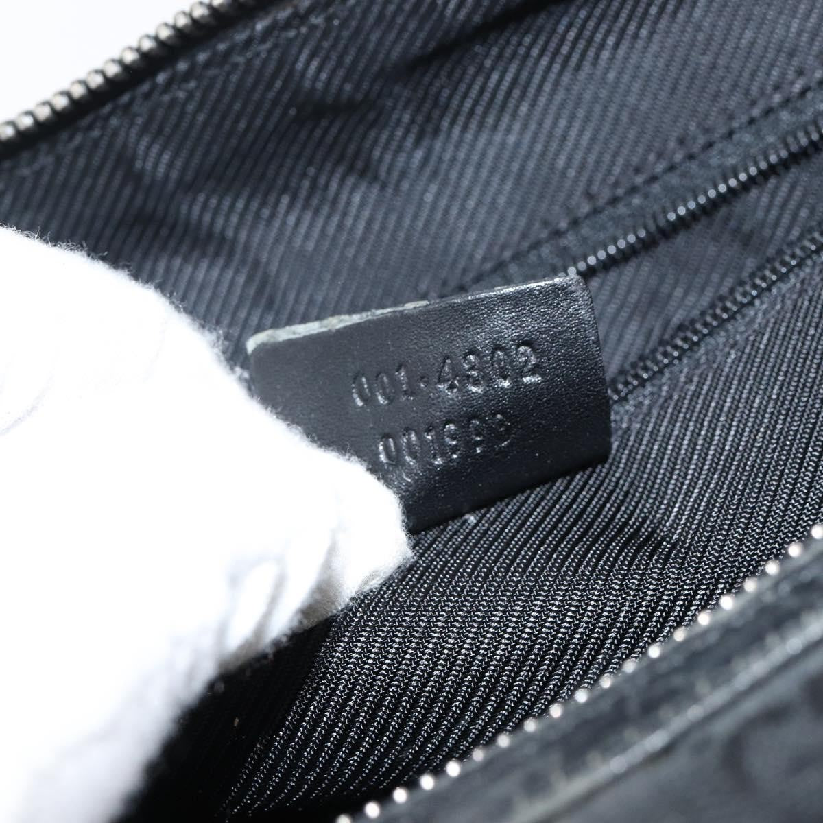 Gucci GUCCI GG Canvas Shoulder Bag Black Silver 001 4302 Authentic 144270