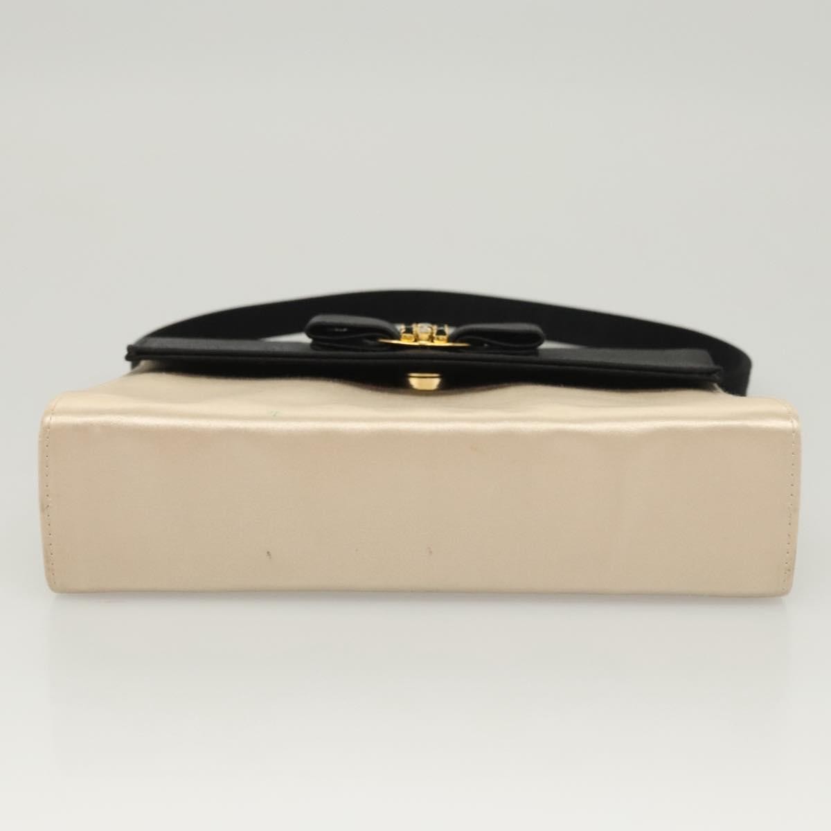 Salvatore Ferragamo Salvatore Ferragamo Vala Hand Bag Satin Beige Gold Authentic BA2675