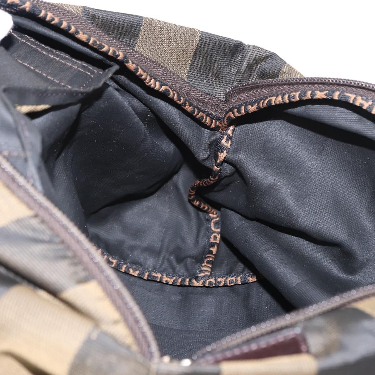 Fendi FENDI Pecan Canvas Hand Bag Black Brown Authentic ep11974