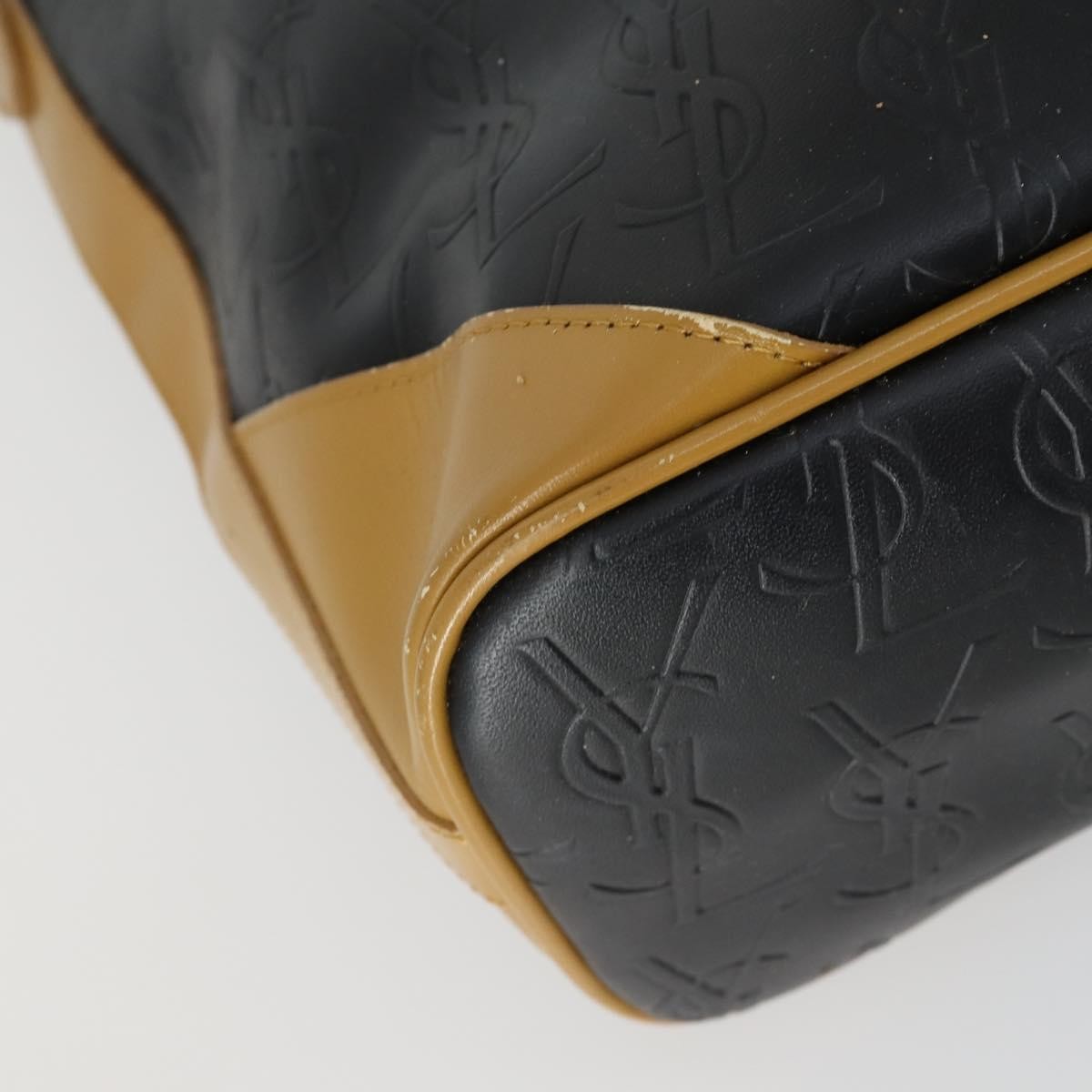 Saint Laurent SAINT LAURENT Hand Bag Leather PVC 2way Black Brown gold Authentic bs31752