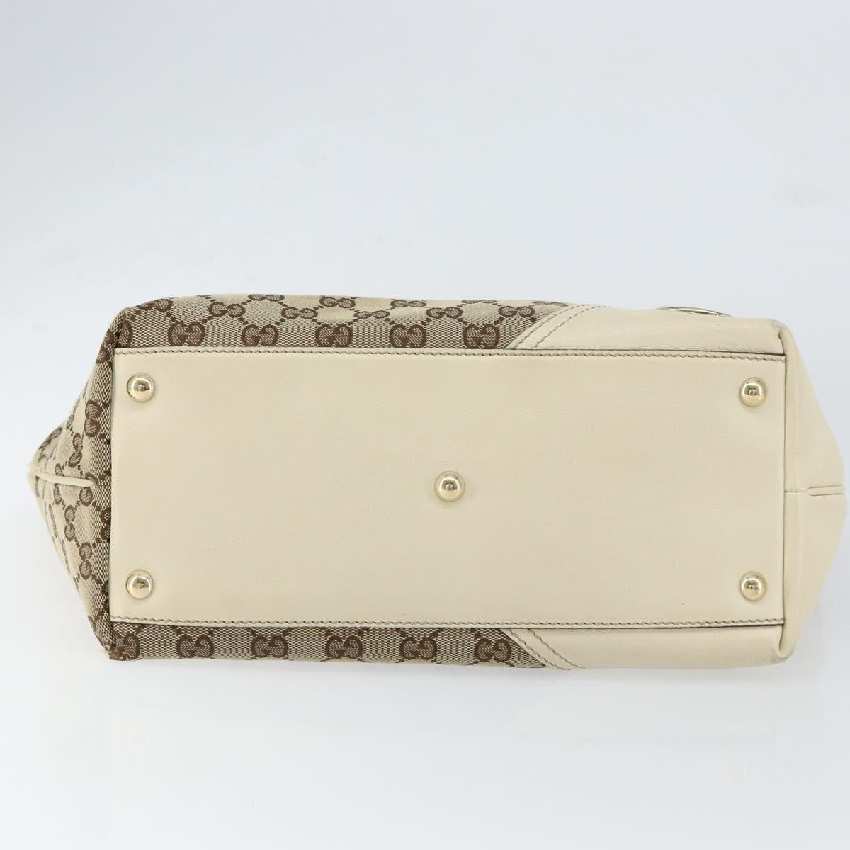 Gucci GUCCI GG Canvas Newbrit Tote Bag Beige Gold 169946 Authentic gh1314