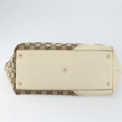 Gucci GUCCI GG Canvas Newbrit Tote Bag Beige Gold 169946 Authentic gh1314