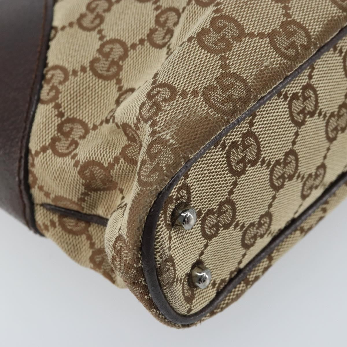 Gucci GUCCI GG Canvas Tote Bag Beige Silver 113015 Authentic kk644