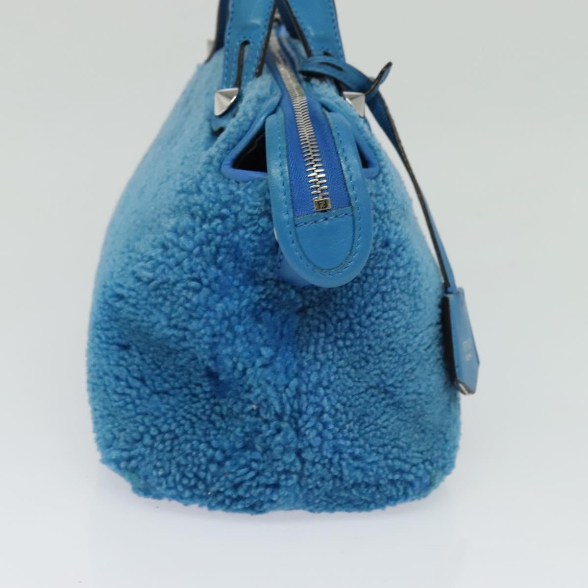 Fendi FENDI Hand Bag Mouton 2way Blue Silver Authentic 126111