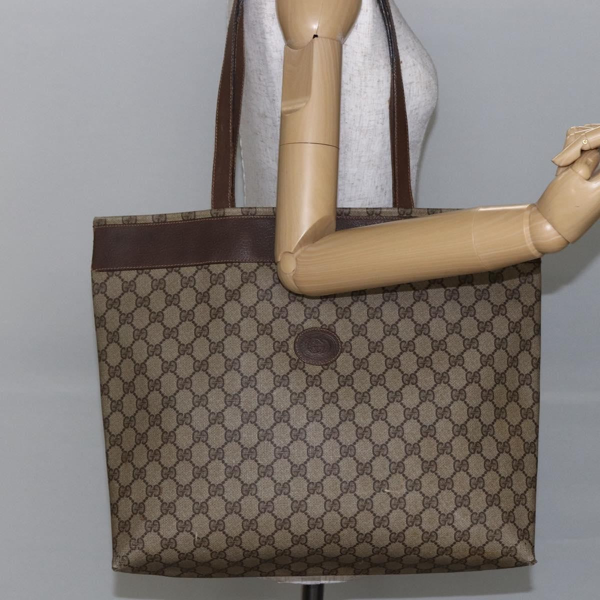 Gucci GUCCI GG Supreme Tote Bag PVC Beige 156 02 109 Authentic bs30092