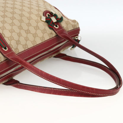 Gucci GUCCI GG Canvas Web Sherry Line Pretty Tote Bag Beige Gold 177052 Authentic fm5307