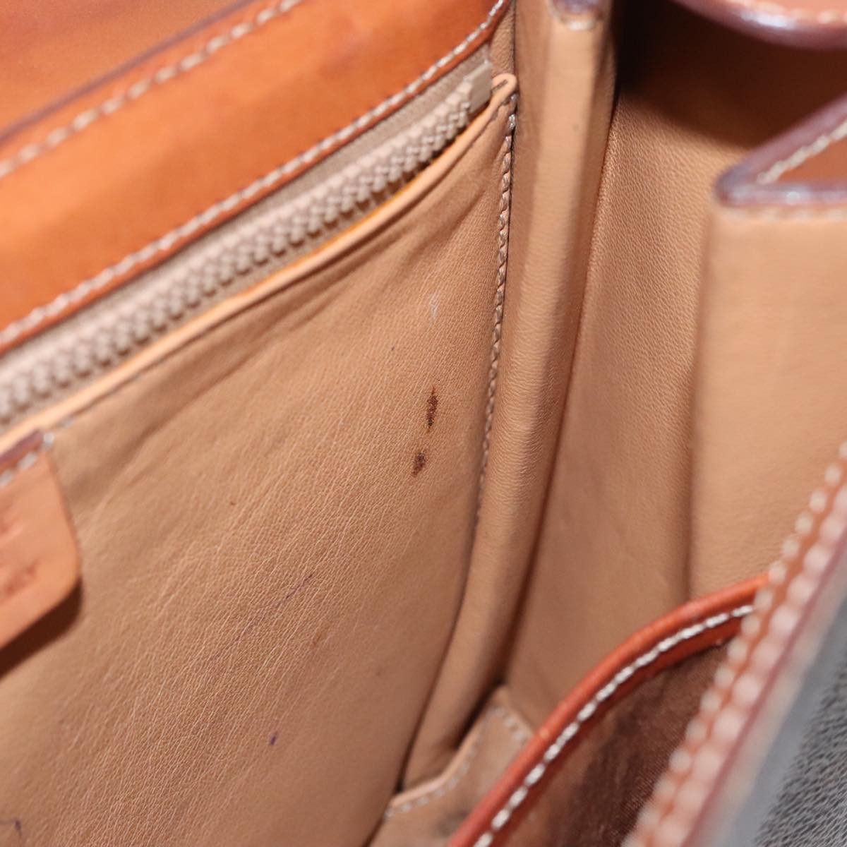 Celine CELINE Macadam Canvas Hand Bag PVC Leather 2way Brown Authentic 111670