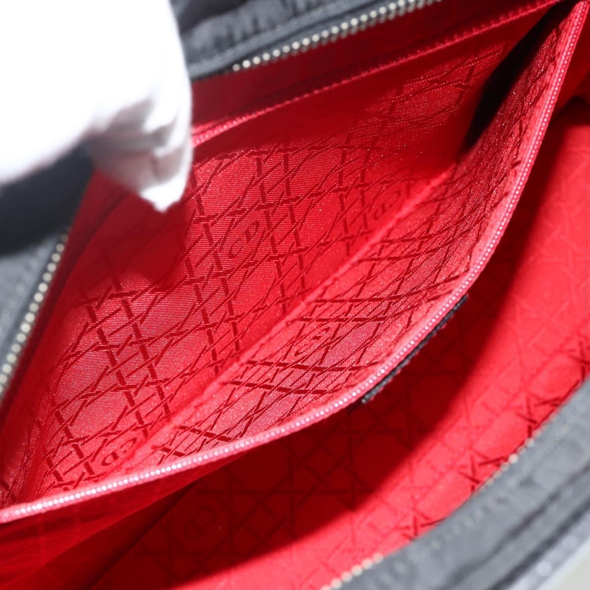 Dior Christian Dior Tote Bag Patent leather Black Silver Authentic 176564A