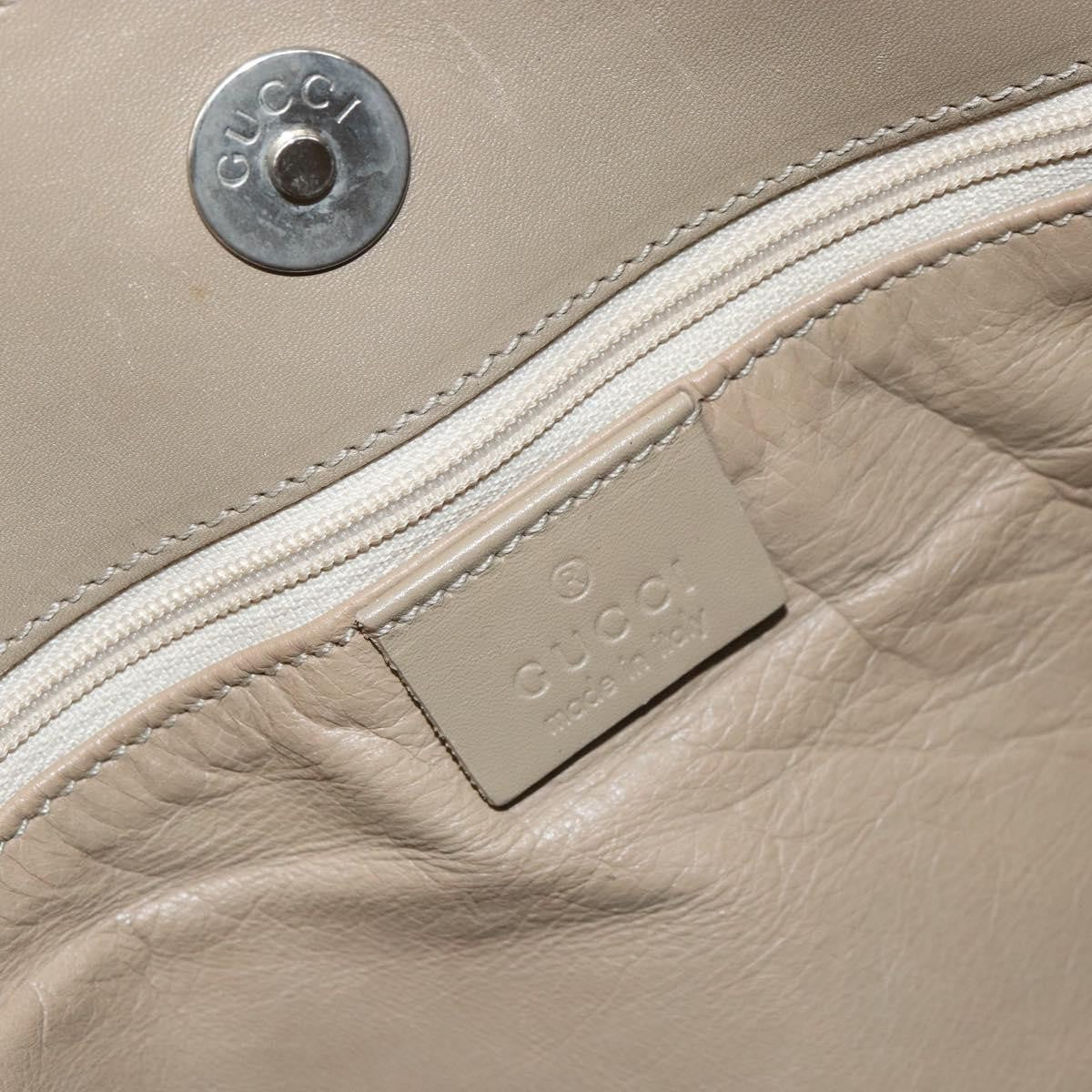 Gucci GUCCI Shoulder Bag Leather Beige Silver 001 3167 Authentic 151609