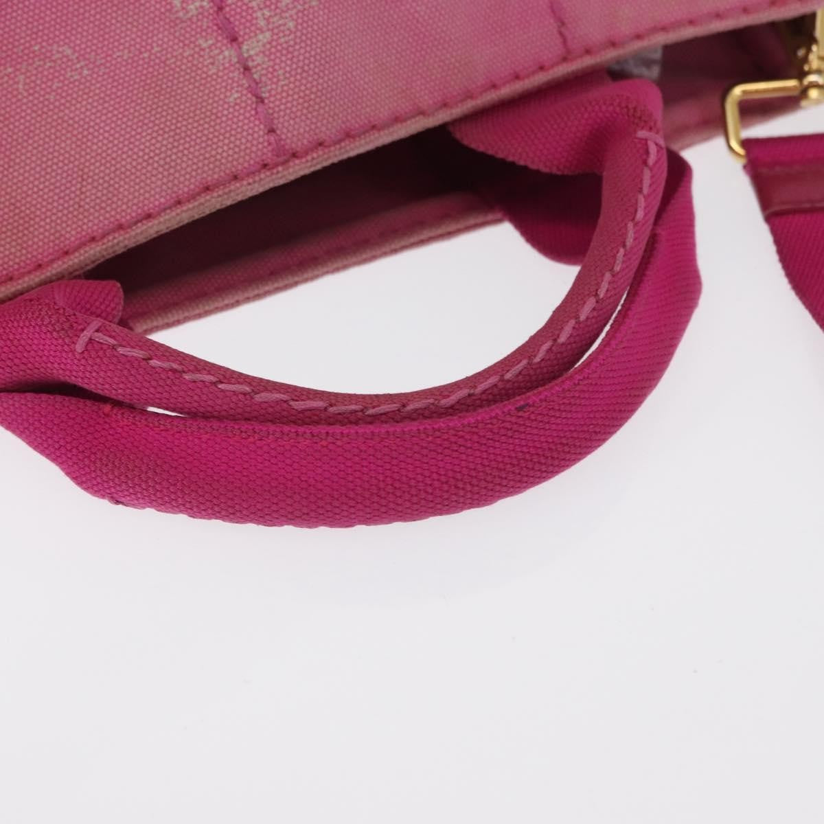 Prada PRADA Canapa PM Hand Bag Canvas 2way Pink Gold Authentic 162515