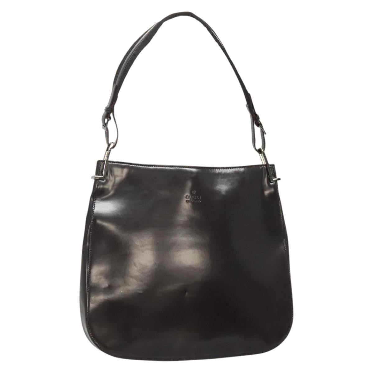 Gucci GUCCI Shoulder Bag Patent leather Brown Silver 001 3166 Authentic ep8849