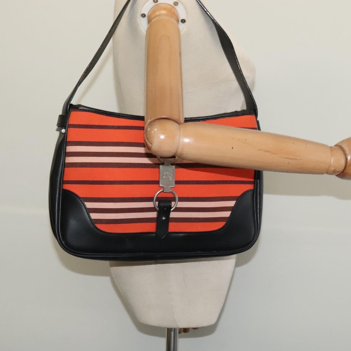 Burberry BURBERRY Blue Label Shoulder Bag Canvas Orange Silver Authentic 140671
