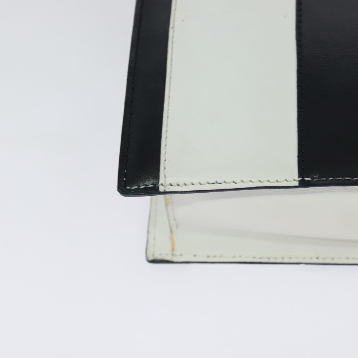 Celine CELINE Shoulder Bag Leather White Navy gold Authentic 127598