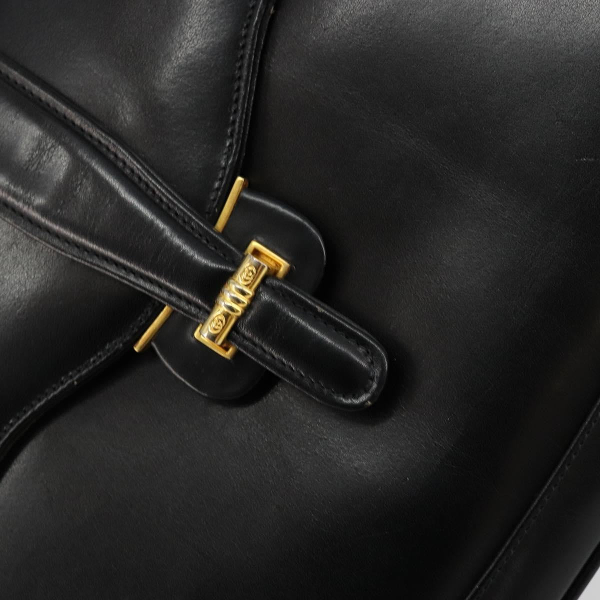 Gucci GUCCI Shoulder Bag Leather Black Gold Authentic 177992