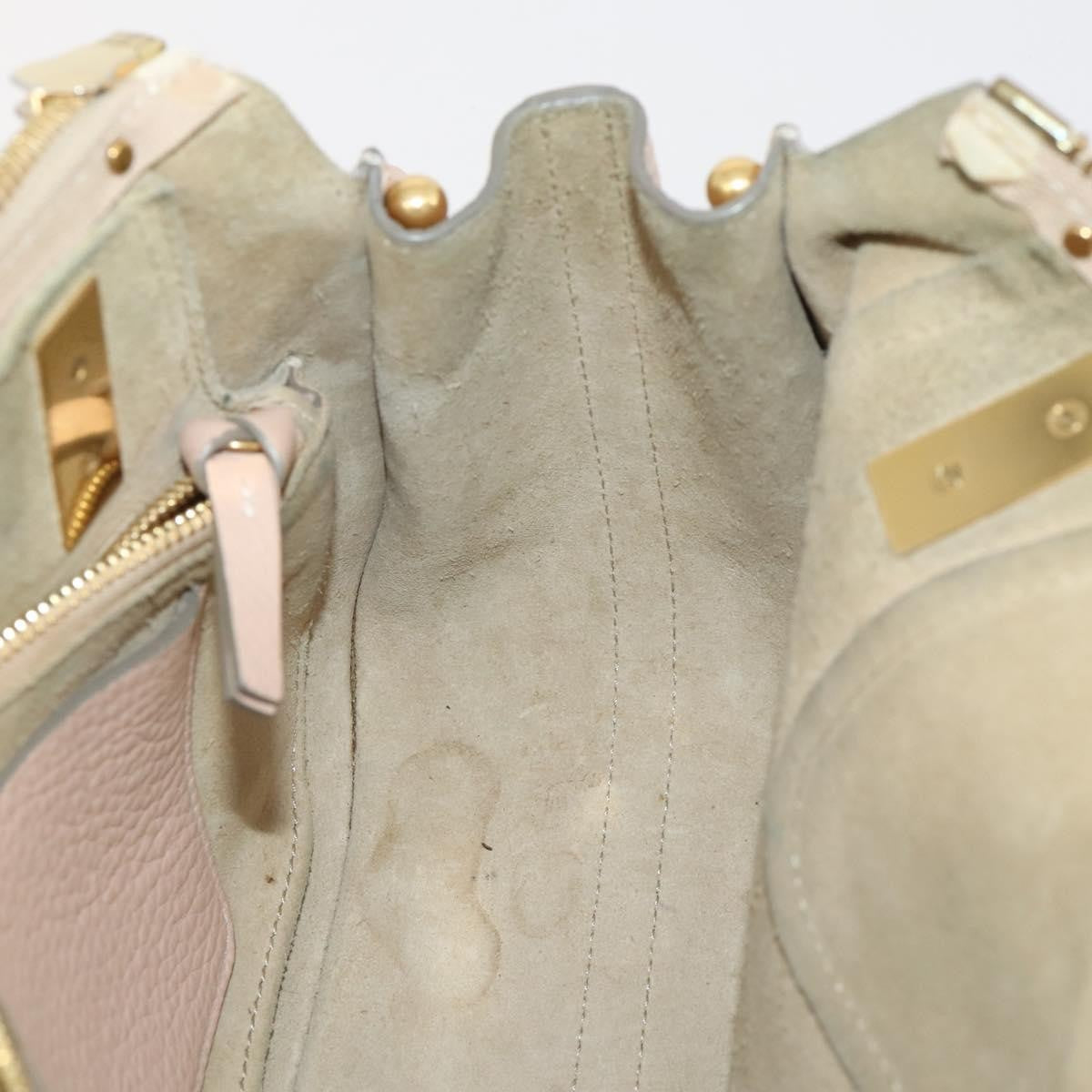 Chloé Chloé Chloe Hailey Hand Bag Leather 2way Pink Gold 02165665 Authentic YKZ911A