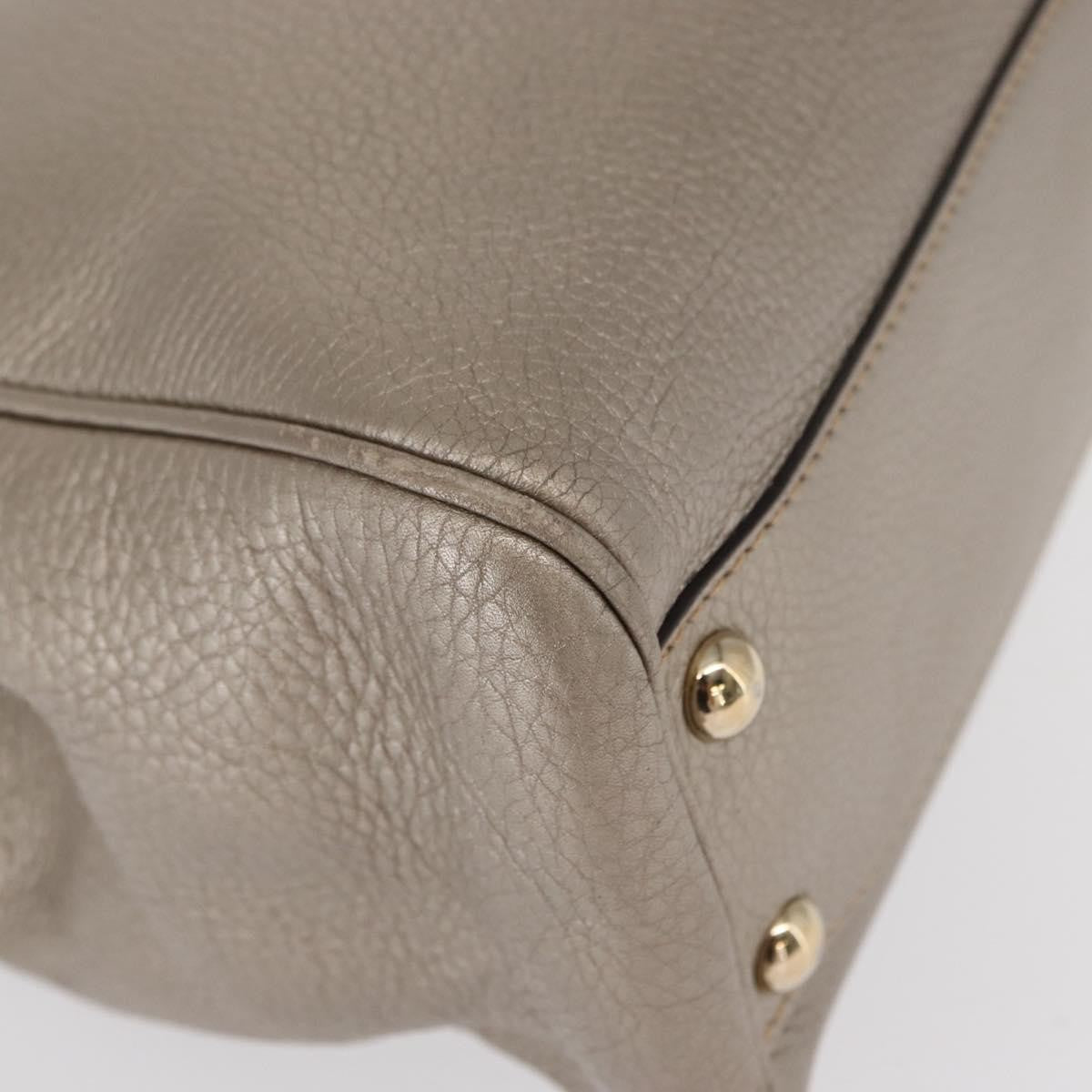 Gucci GUCCI Bamboo Hand Bag Leather Silver Gold 336032 Authentic ep12914