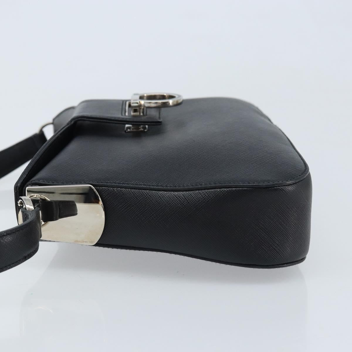 Salvatore Ferragamo Salvatore Ferragamo Gancini Shoulder Bag Leather Black Silver Authentic gh1877