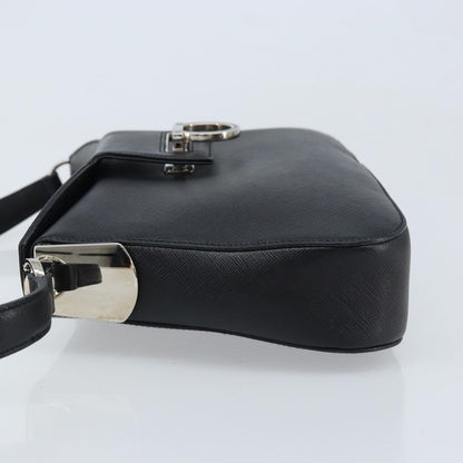 Salvatore Ferragamo Salvatore Ferragamo Gancini Shoulder Bag Leather Black Silver Authentic gh1877