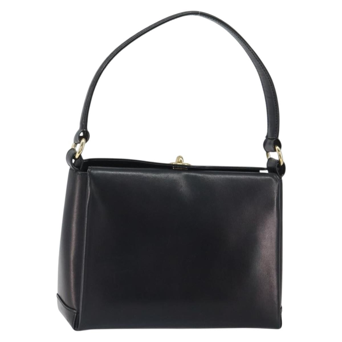 Gucci GUCCI Shoulder Bag Leather Black Gold Authentic mr1988