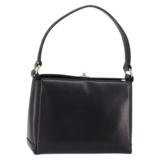 Gucci GUCCI Shoulder Bag Leather Black Gold Authentic mr1988