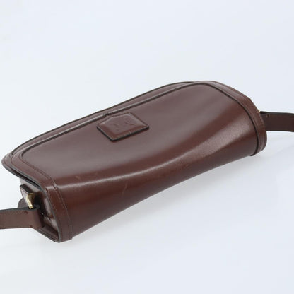 Celine CELINE Shoulder Bag Leather Brown Gold Authentic YKZ128
