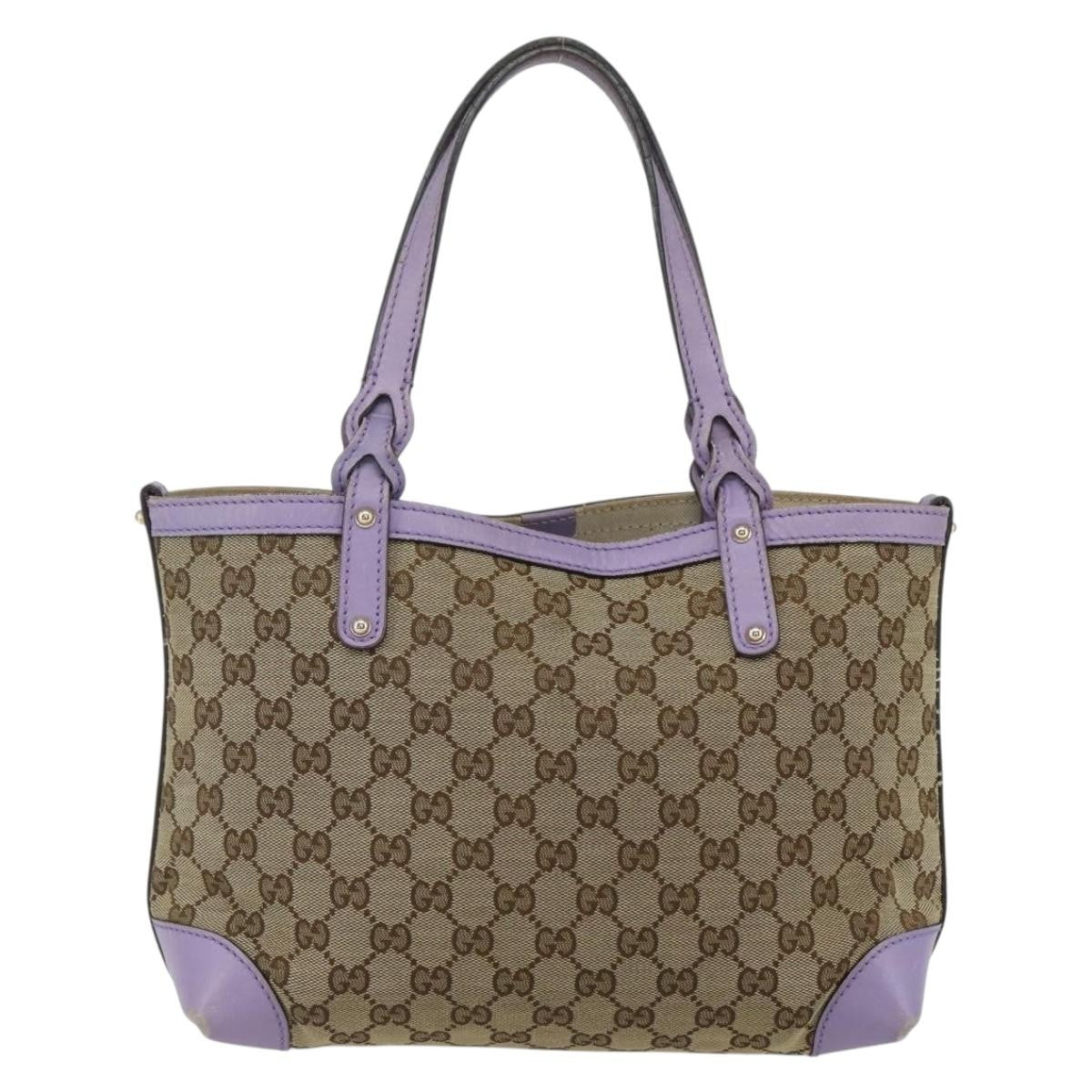 Gucci GUCCI GG Canvas Tote Bag Beige Gold 269878 Authentic ka541