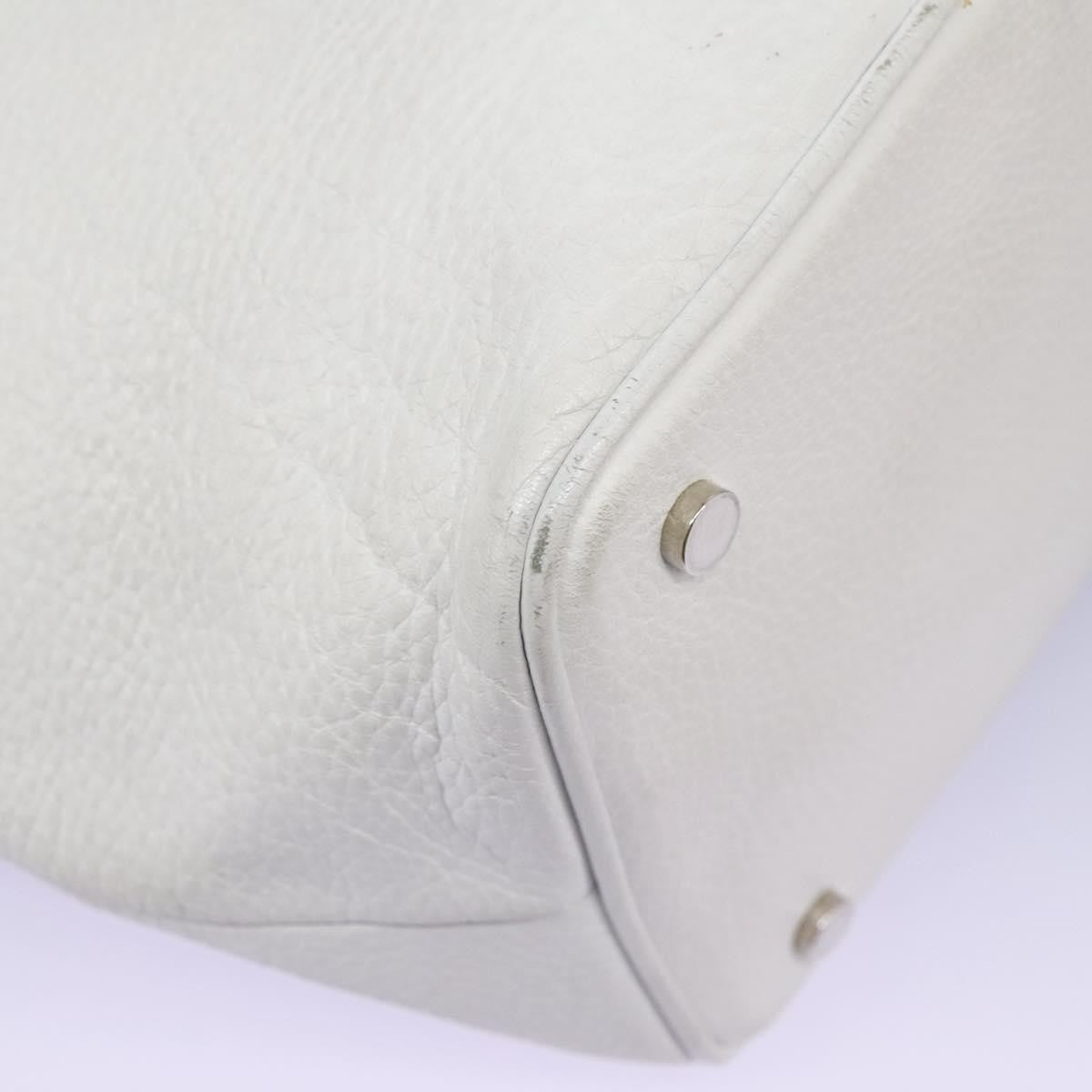Burberry BURBERRY Shoulder Bag Leather White Silver Authentic BA2015