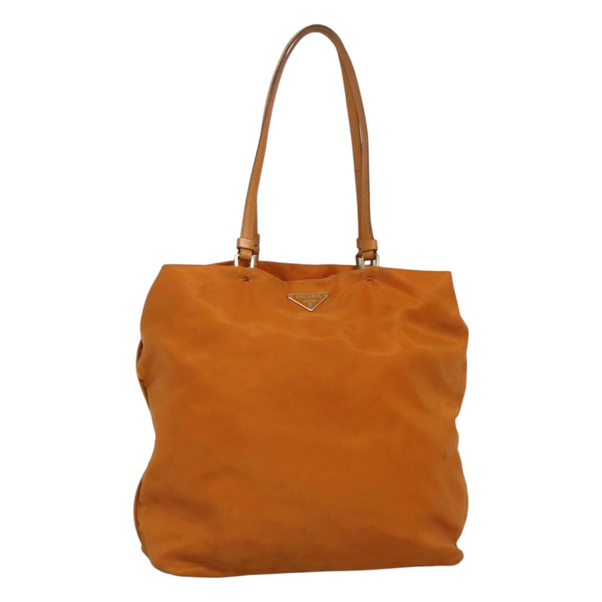 Prada PRADA Shoulder Bag Nylon Orange Gold Authentic EC663