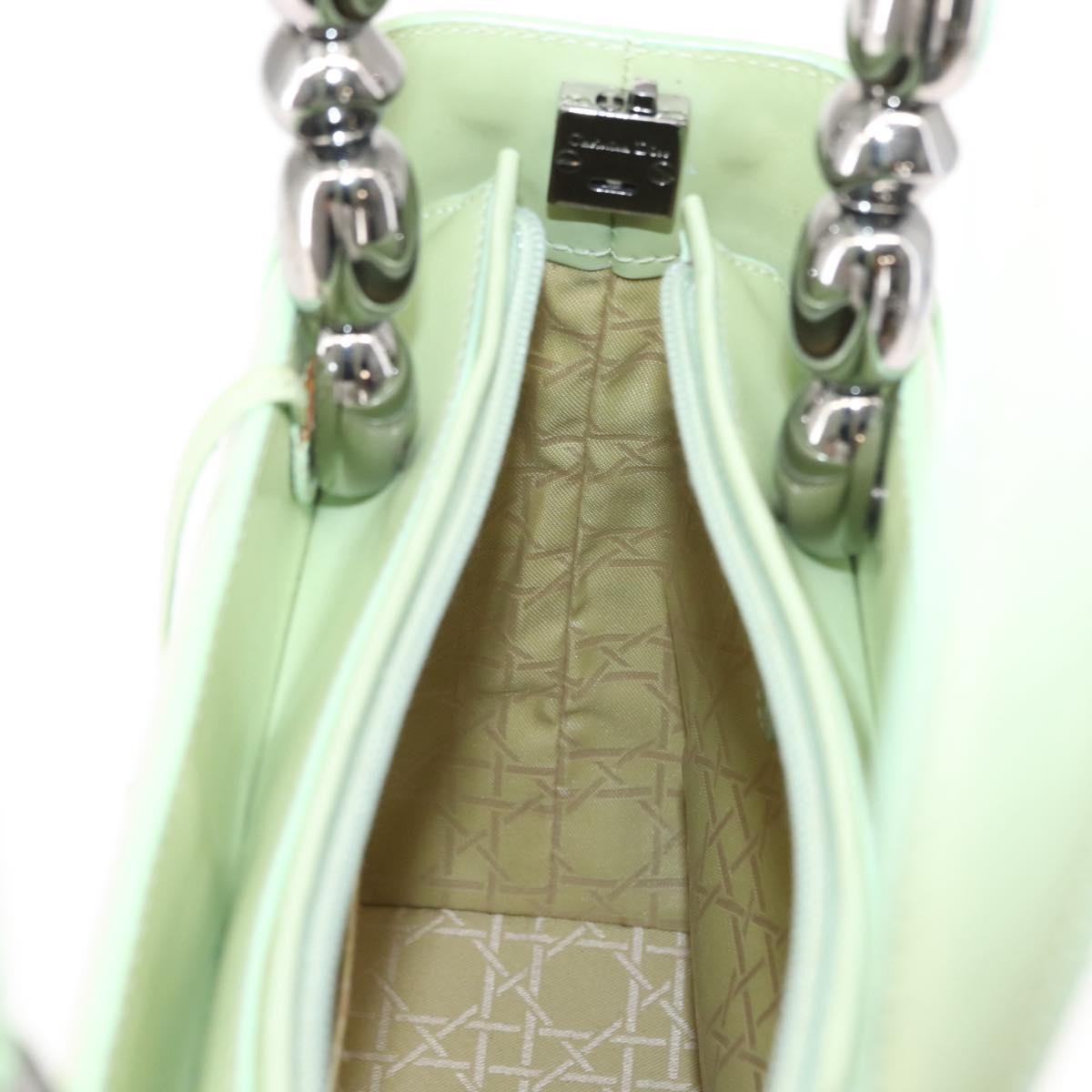 Dior Christian Dior Maris Pearl Hand Bag Enamel Green Authentic 150745