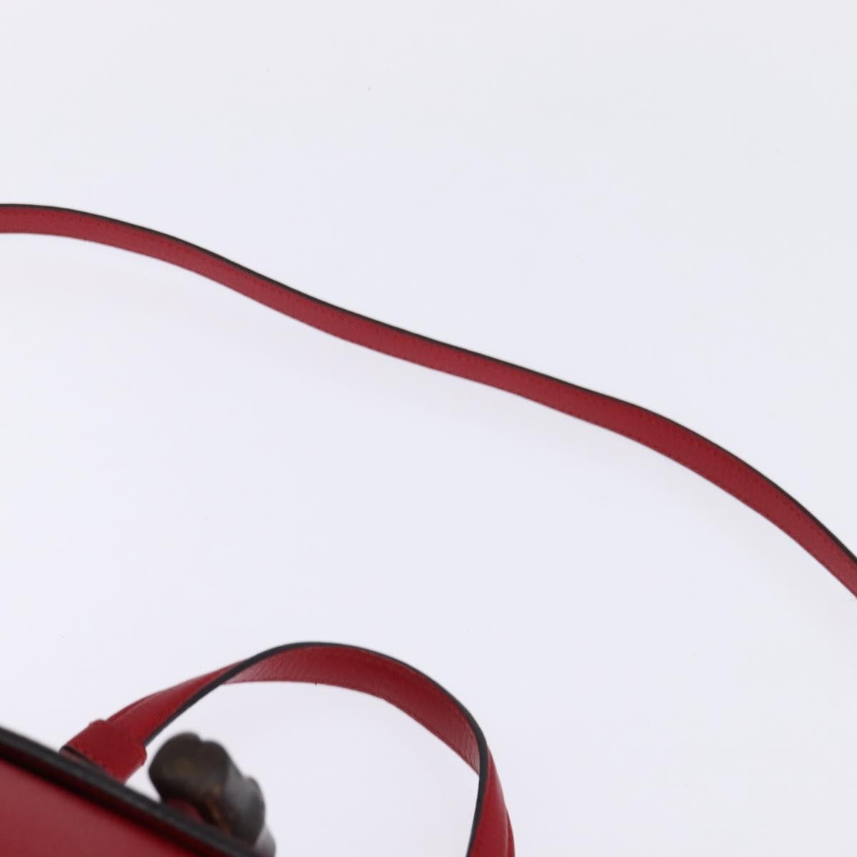 Gucci GUCCI Bamboo Daily Hand Bag Leather 2way Red Silver 392013 Authentic BA6241