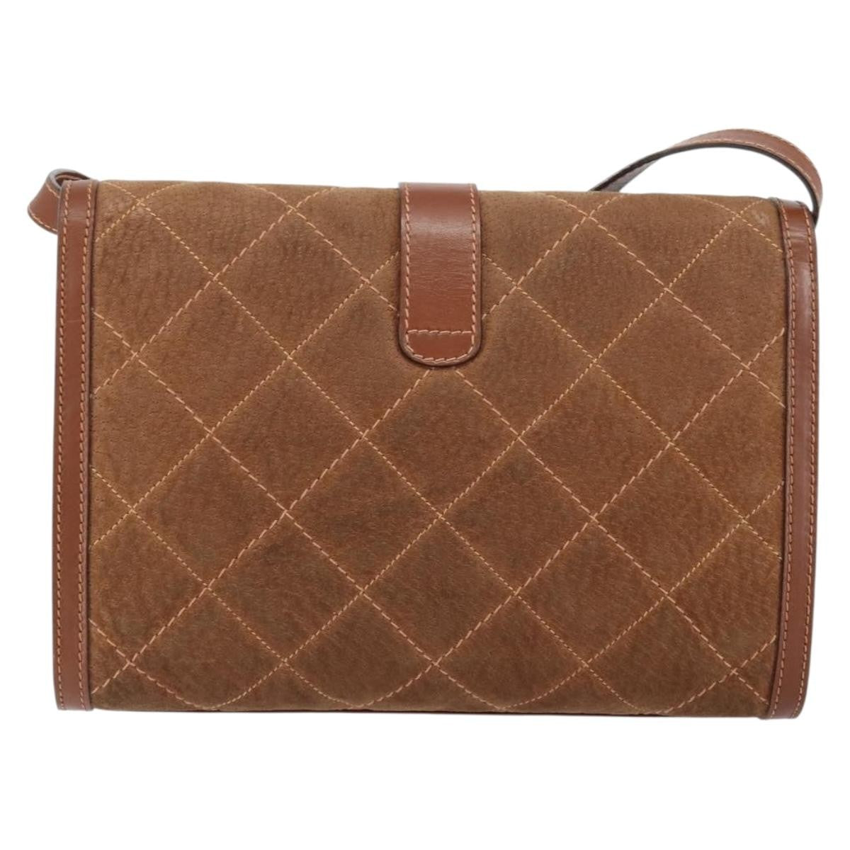 Gucci GUCCI Shoulder Bag Suede Leather Brown Gold Authentic 146416