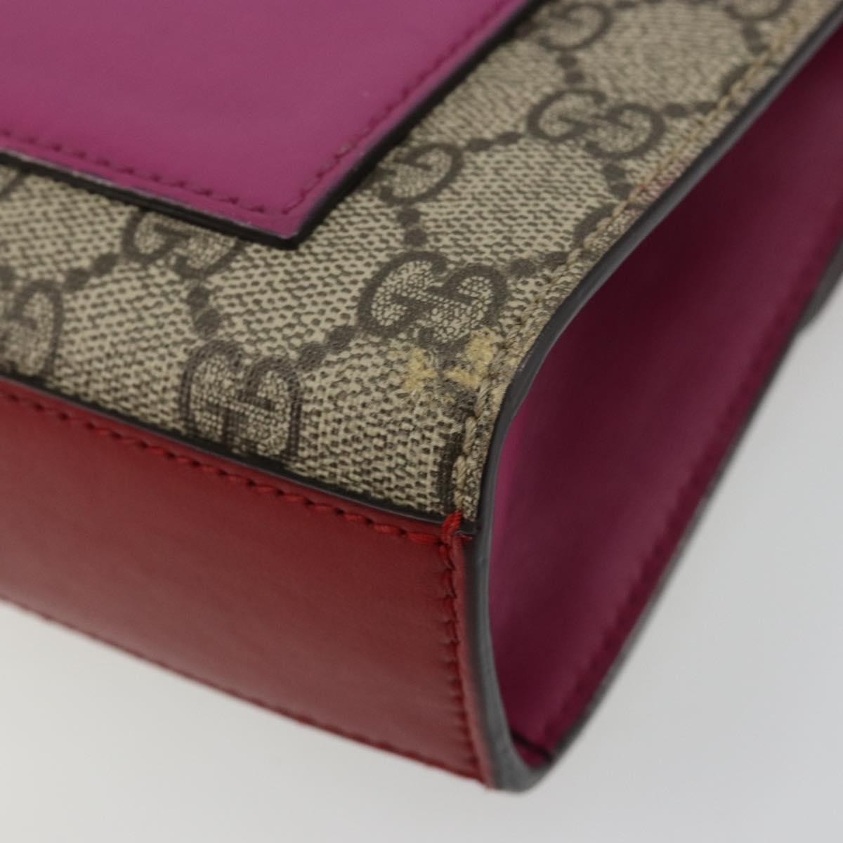 Gucci GUCCI GG Supreme Chain Shoulder Bag PVC Red Gold 409487 Authentic ka4469