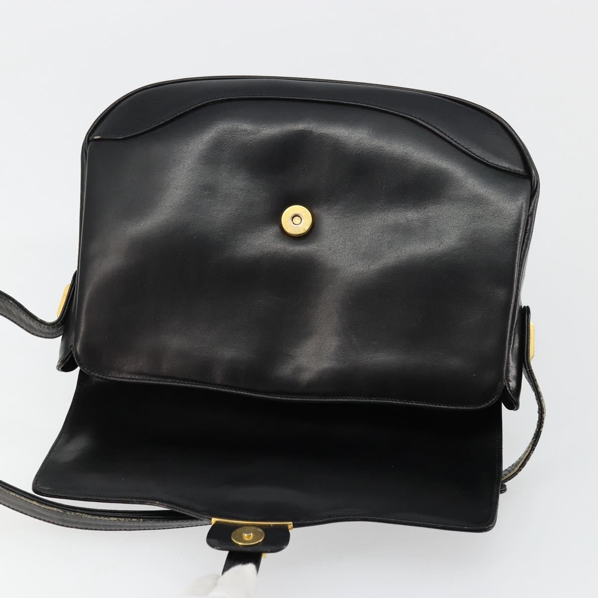 Gucci GUCCI Shoulder Bag Leather Black Gold Authentic 177992