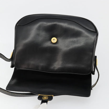 Gucci GUCCI Shoulder Bag Leather Black Gold Authentic 177992