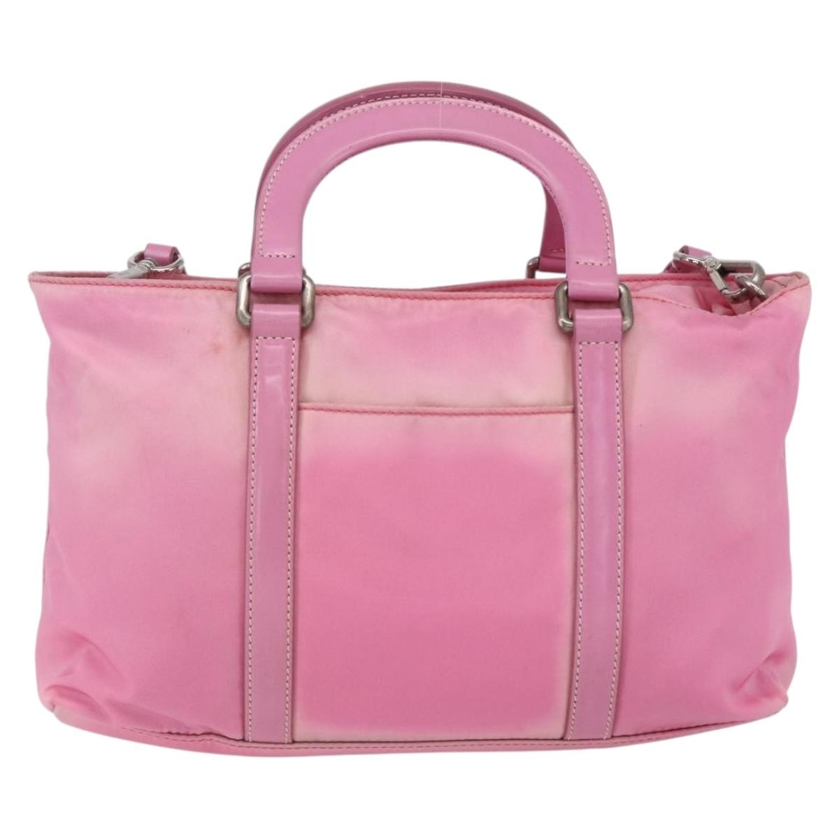 Prada PRADA Hand Bag Nylon 2way Pink Silver Authentic 153314