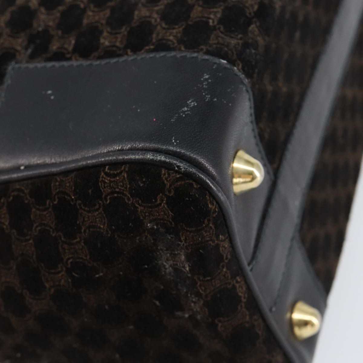 Celine CELINE Macadam Canvas Hand Bag Suede Black Gold Authentic ep11623