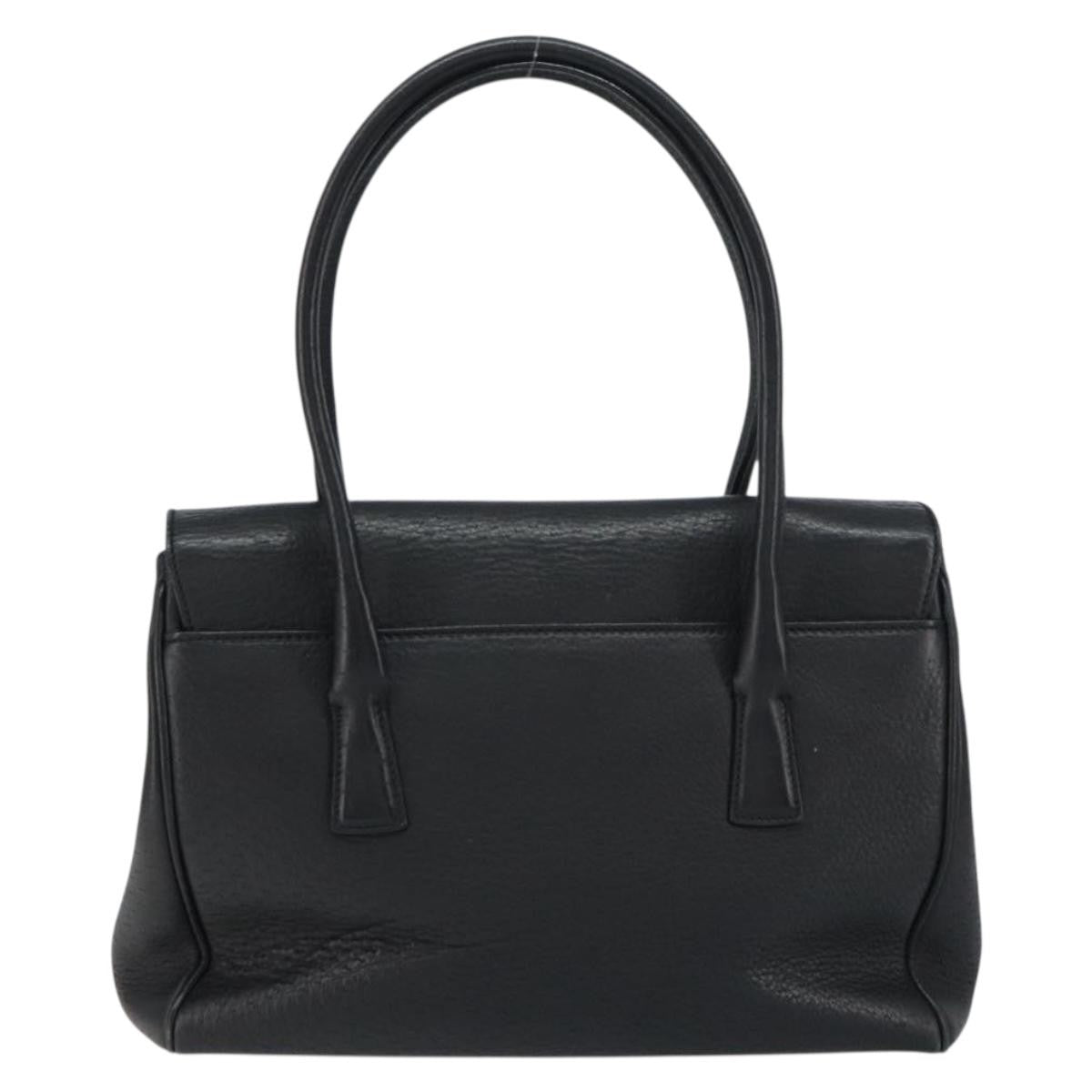 Salvatore Ferragamo Salvatore Ferragamo Gancini Hand Bag Leather Black Gold Authentic 157314