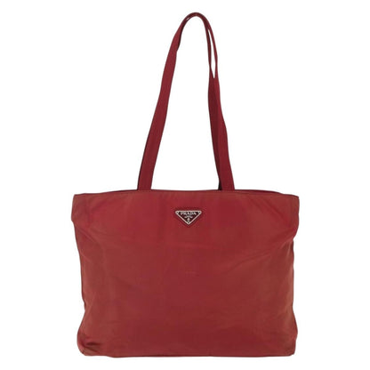 Prada PRADA Tote Bag Nylon Red Silver Authentic 156926