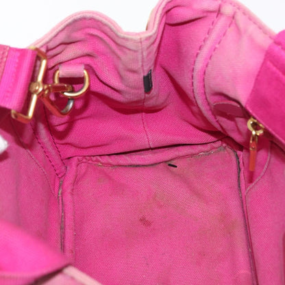 Prada PRADA Canapa PM Hand Bag Canvas 2way Pink Gold Authentic 162515