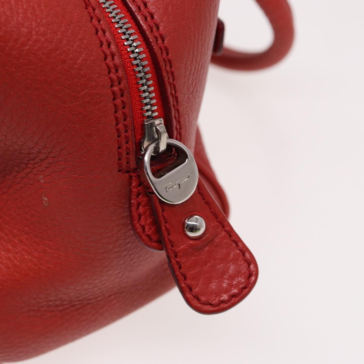 Salvatore Ferragamo Salvatore Ferragamo Gancini Hand Bag Leather 2way Red Authentic 78767