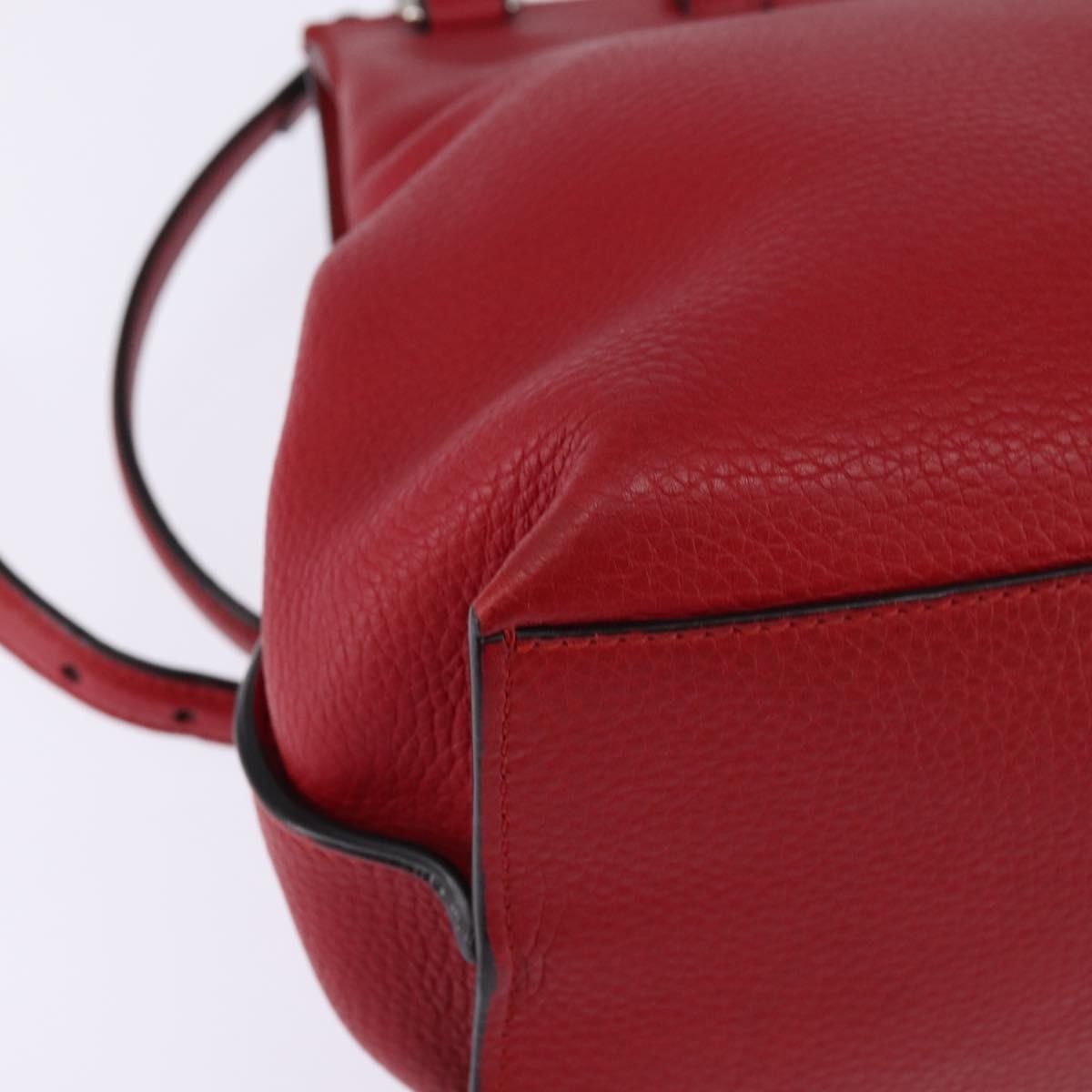 Gucci GUCCI Bamboo Daily Hand Bag Leather 2way Red Silver 392013 Authentic BA6241