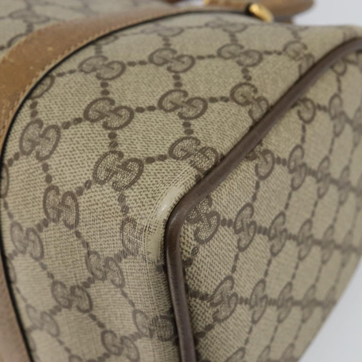 Gucci GUCCI GG Supreme Web Sherry Line Boston Bag PVC Beige Gold 40 02 006 Authentic 144227