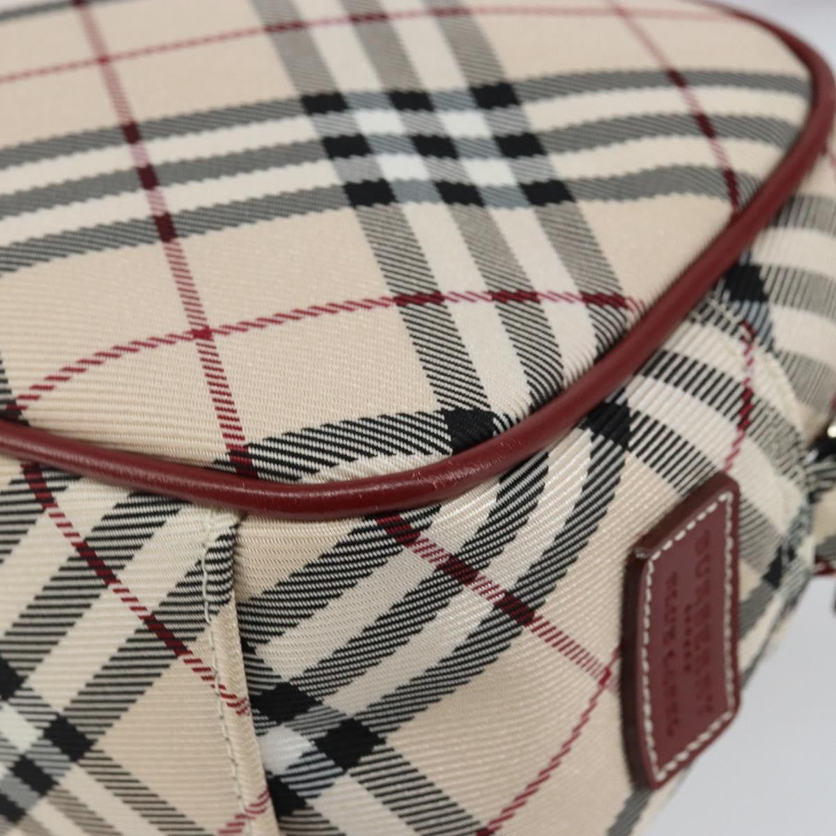 Burberry BURBERRY Nova Check Blue Label Shoulder Bag Canvas Beige Silver Authentic bs29446
