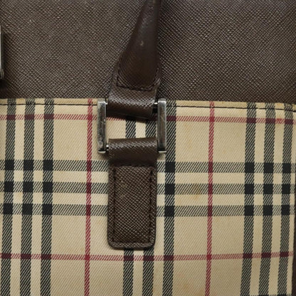 Burberry BURBERRY Nova Check Tote Bag Canvas Beige Silver Authentic 118228