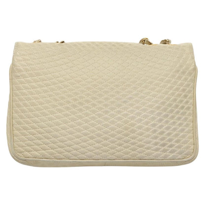 BALLY BALLY Chain Shoulder Bag Leather White Gold Authentic 124788