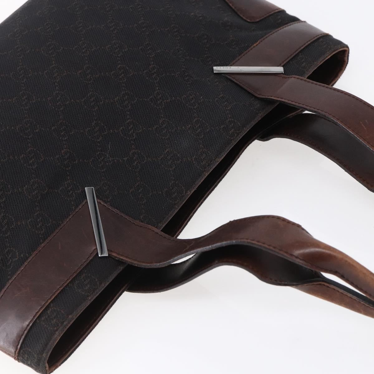 Gucci GUCCI GG Canvas Hand Bag Dark Brown Gold 73983 Authentic 151009