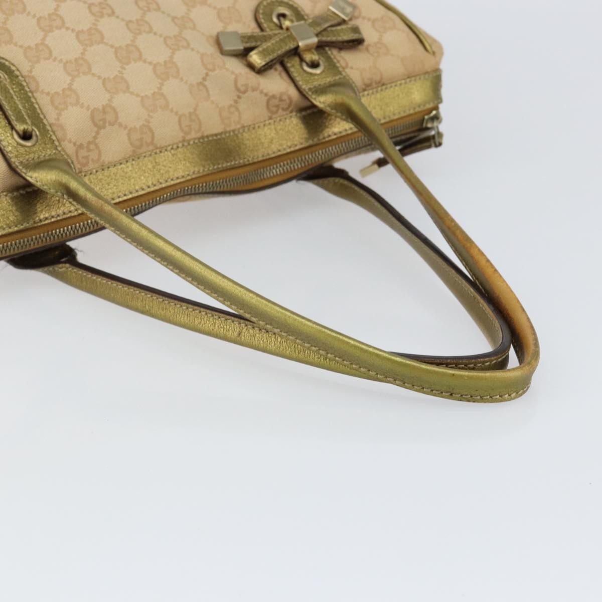 Gucci GUCCI GG Canvas Shoulder Bag Beige Gold 177052 Authentic 121395