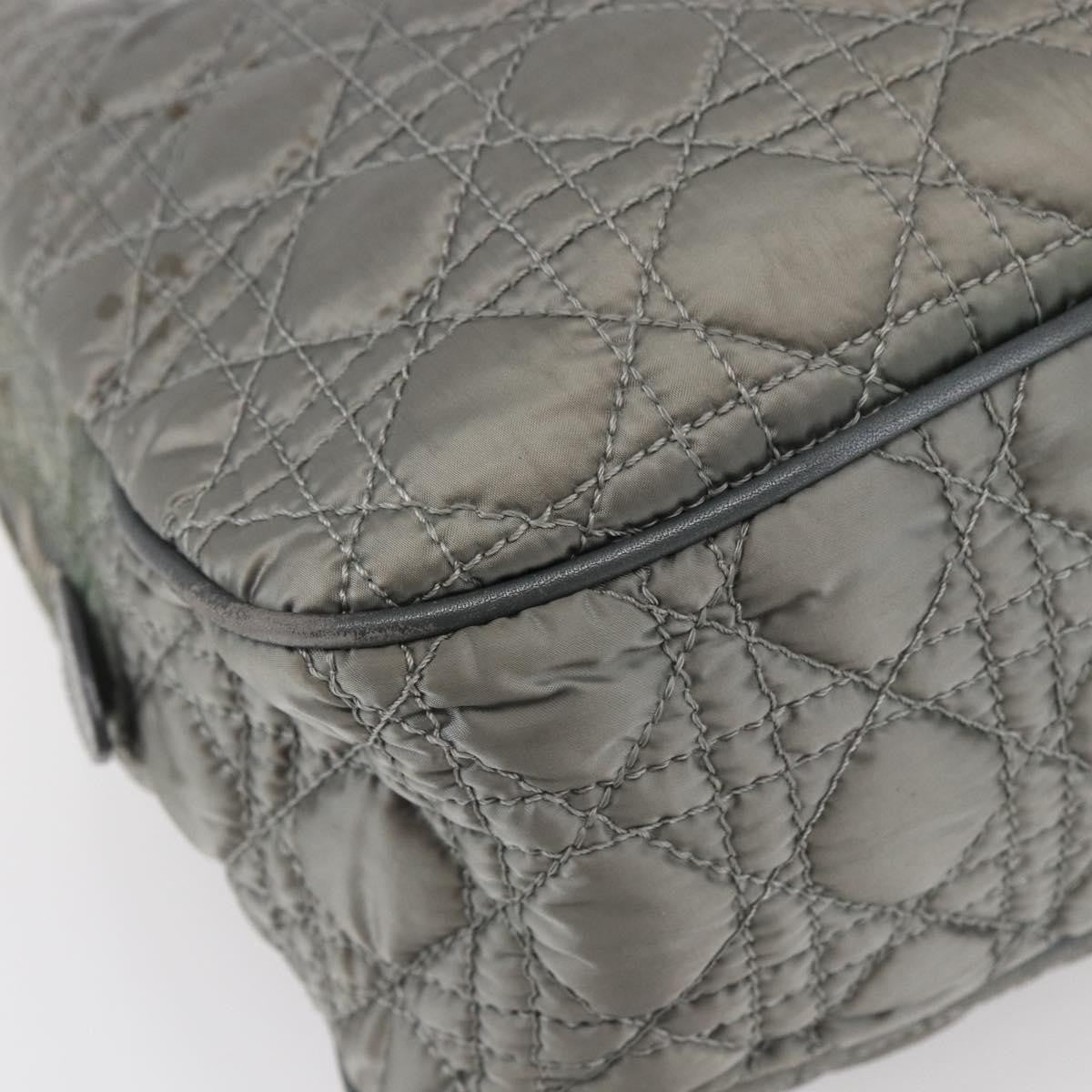 Dior Christian Dior Canage Hand Bag Nylon Gray Silver Authentic 147959