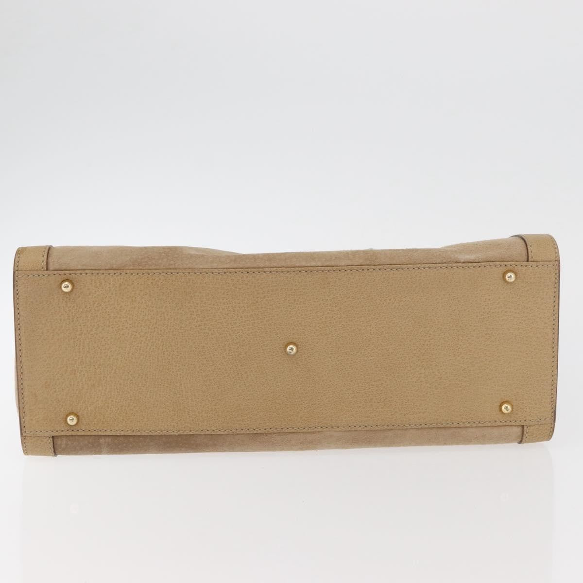 Gucci GUCCI Bamboo Hand Bag Suede Beige Gold 002.0260 Authentic ep14510